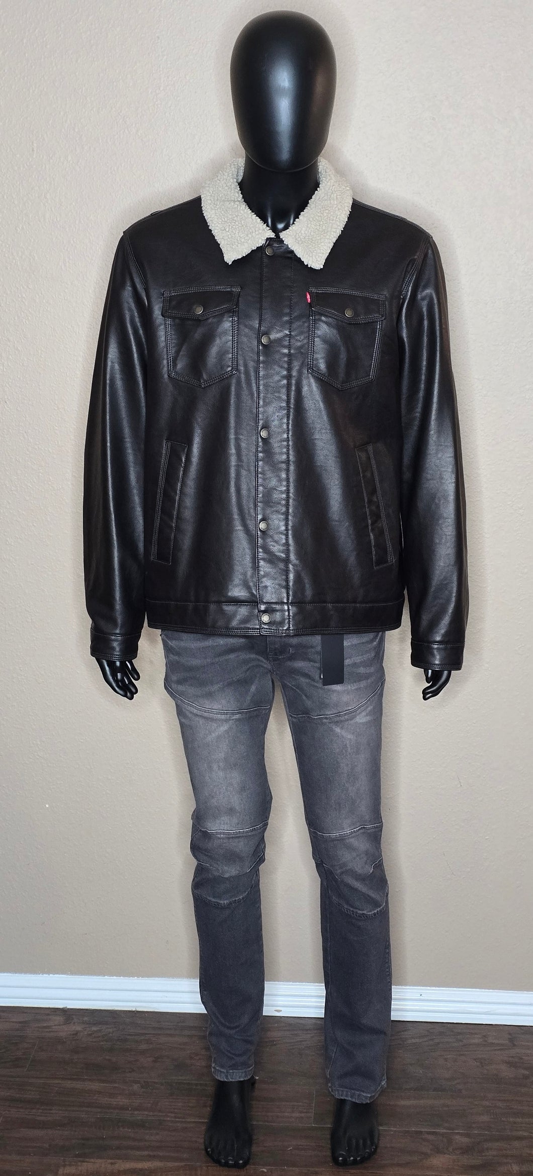 Levi's Sherpa Lined Faux Leather Truckers Jacket/MensXL!