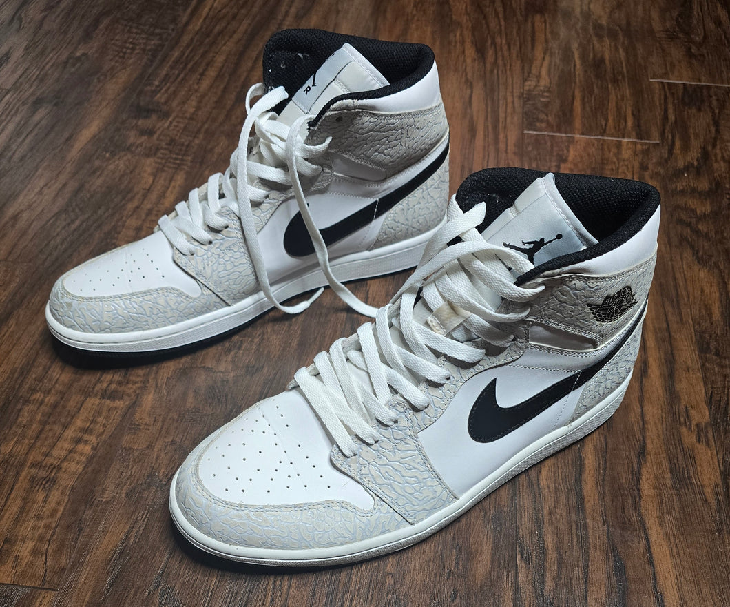 Nike Air Jordan 1 Mid White Elephant Print Shoes(Mens13)