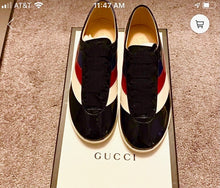 Load image into Gallery viewer, GUCCI Falacer Hebron Web Patent Leather Shoes/Mens     (US 9)!
