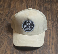 Load image into Gallery viewer, OFF PAPER Creme Suede Face SnapBack Cap
