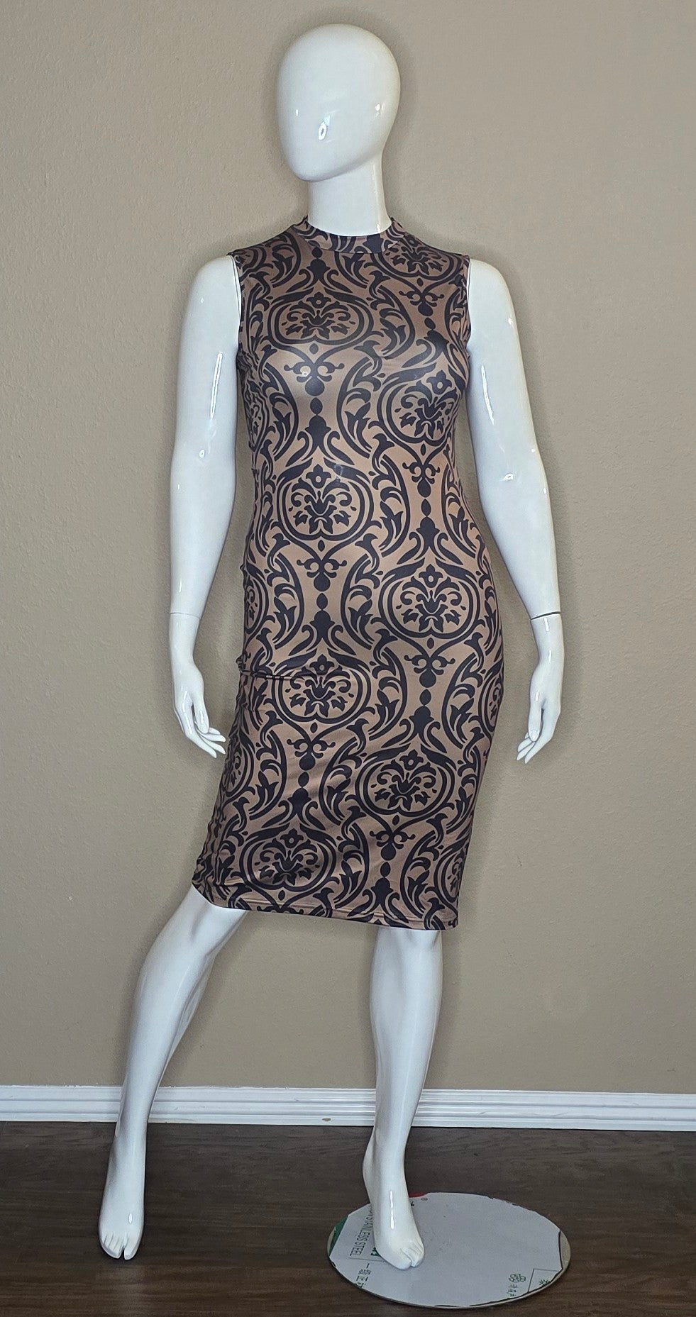 Shein Mock Neck Allover Print Dress(Lrg)