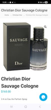 Load image into Gallery viewer, Christian Dior "SAUVAGE" Spray Cologne(Mens3.4ml)
