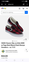 Load image into Gallery viewer, Vans Sherpa Lined Buffalo Plaids Slipons Shoes(Kids13)
