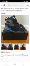 Load image into Gallery viewer, Nike Air Jordan 8 Retro Aqua Shoes(Woman&#39;s 8)
