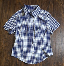 Load image into Gallery viewer, Shein Shortsleeved Button-Down Checkerboard Blouse(Sm/4US)

