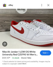 Load image into Gallery viewer, Nike Air Jordan 1 Low OG White University Red Shoes(Mens13)
