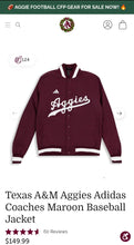 Load image into Gallery viewer, Adidas Texas A&amp;M Aggies Coaches Maroon Baseball Jacket(MensSmall)
